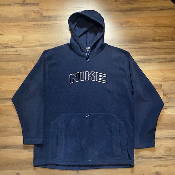 Y2K Nike fleece spell out center swoosh hoodie - Picture 1 of 6